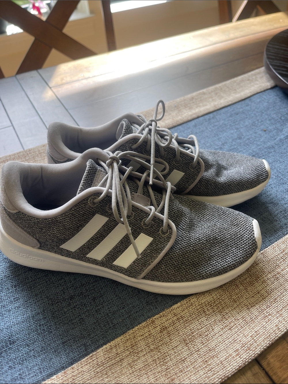 adidas Grey and White Men's Athletic Running Shoes